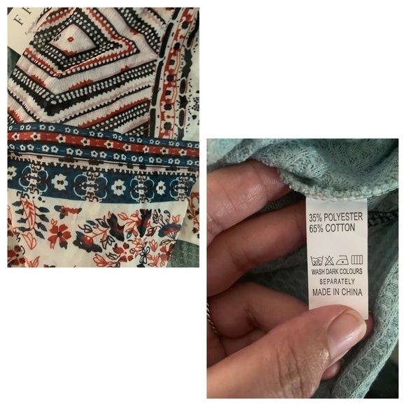 Waffle Knit w Contrast Chiffon Sleeves - Picture 6 of 6